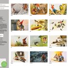 "Heinzelmännchen 2027" oben links. Daneben Kalenderbilder mit Zwergen, die verschiedene Tätigkeiten in den Monaten ausführen.
