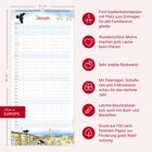 Kalender mit Platz für fünf Namen. Features: Familienkalender, stabile Rückwand, Feiertagsanzeige, FSC-Papier.