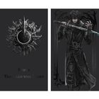 Die Texte lauten: "Sunny" und "Verloren vom Licht". Es gibt eine Illustration einer Person mit Schwert und ein mystisches Emblem.