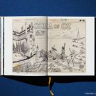 "Marvel Treasury of Oz, Ozma of Oz": Schwarzweiß-Illustration, Burg, Figuren auf einem Weg, darunter ein Löwe und eine Leiter.