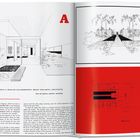 "A new case study house project: A triad by Killingsworth, Brady and Smith, Architects." Architekturzeichnung, rote Seite.