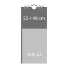 Text: "22 × 48 cm", "DIN A4". Illustration eines Kalenders mit Aufhänger.