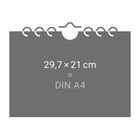 Kalenderblatt-Illustration mit der Textangabe "29,7 × 21 cm = DIN A4".
