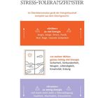 1-MINUTE-SCIENCE: STRESS-TOLERANZFENSTER beschreibt Energiezustände. Diagramme zeigen "Drüber", "In meiner Mitte", "Drunter".