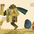 Text: "Es würde uns beschützen, wenn es wirklich beängstigend wird." Illustration von Gebäuden in Menschenform, Flugzeuge, Figuren.