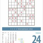 ★ ★ ★ Schwierigkeit: schwer. Kalender: Freitag, 24. Dezember, Heiligabend. Sudoku mit roten Zahlen oben.