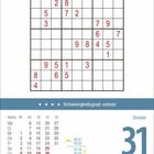 Text: "Schwierigkeitsgrad: extrem." Unten: Kalender, Monat Dezember. Freitag, 31, Silvester. Sudoku mit einigen Zahlen vorgegeben.