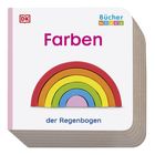 "Farben", "der Regenbogen", "Bücher minis". Ein bunter Regenbogen aus Holz auf einem Kinderbuchcover.