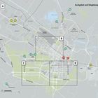 Text: "Aschgabat und Umgebung", "Neues Aschgabat (Stadtneuerung)". 

Eine detaillierte Landkarte mit markierten Bereichen und Straßen.