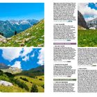 Seite mit Text über Valbonë, Gashi-Fluss und Tropojë. Mehrere Fotos von Bergen, Landschaften, Brücke und Bunkern.