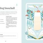„Sparkling Snowball“ Rezept für einen cremigen Retro-Cocktail mit Eirlikör, Weinbrand und Limettensirup; Illustration: Winterlandschaft.