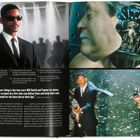 Texte: "Mind you, the best thing is the two stars..." Großes Zitat. Bilder: Ein Mann im Anzug mit Sonnenbrille, ein Cyborg, zwei bewaffnete Männer.