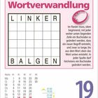 Wortverwandlung mit den Wörtern "LINKER" und "BALGEN". Kalender zeigt 19. November, Freitag. Enthält Rätsel.