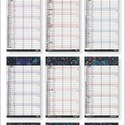 241827 Tafeltimer für 2 mit Zetteltasche. Monatliche Kalenderblätter: Januar bis Dezember, jeweils mit dekorativen Überschriften.