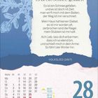 „Es ist ein Schnee gefallen“ – ein Gedicht, Kalender zeigt Dienstag, 28. Dezember. Illustration von Eiskristallen.