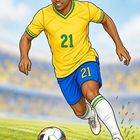 Illustration eines Fußballspielers im gelben Trikot mit der Nummer 21, der auf dem Feld dribbelt.
