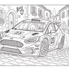 "Rally Championship", "23", "Rally Team", "Speed Motorsport" erklärt. Ein Rennwagen fährt durch eine gepflasterte Altstadtgasse.