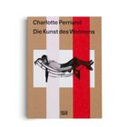 "Charlotte Perriand Die Kunst des Wohnens." Illustration: Person auf einer Liege vor farbigen Rechtecken. Logo: Hatje Cantz.