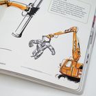 Text: "4. REGIE FÜHREN". Illustration eines Baggers, der einen Gorilla trägt.