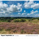 August/September 2027 Kalenderseite, Naturschutzgebiet Heiderhardt, Morsbach, mit Himmel und weiten Landschaften.