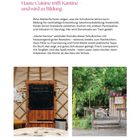 Haute Cuisine trifft Kantine – und wird zu Bildung. Texte über Schulküchen, Rezepte und Bildung. Zwei Fotos: Zeltinnenraum, Gartenbereich.