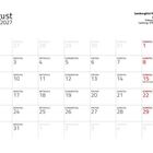 August 2027 Kalender mit Angaben zu Lamborghini Huracán STO: Baujahr 2021, Hubraum: 5204 ccm, Leistung: 470 kW (640 PS).