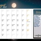 August 2027, Gedicht: "Mondnacht" von Eichendorff, Mond über ruhigem Wasser, Kalender mit Wochenbeginn Montag.