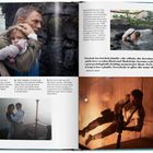 Links: Bond versteckt Tochter vor Gefahr. Unten: Szenen mit Bond. Rechts: Zitate über Familien und Gefahren.