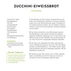 ZUCCHINI-EIWEISSBROT mit Walnüssen. Zutaten: Zucchini, Magerquark, Eier, Mandelmehl, Chiasamen. Schritte: Backen bei 150°.