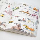 "Spielen und sammeln" steht oben links. Bunte Illustration von Tieren und Menschen auf Rollern, locker-skizzenhafter Stil.