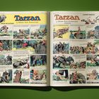 Comic-Doppelseite: Links „Tantor the Elephant“, rechts „Elephant Warriors“. Tarzan im Dschungel mit Elefanten.