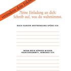 „Verändern dein Erleben.“ steht diagonal. Einladung, Wahrnehmungen aufzuschreiben. Linien für Notizen. Seite 27.