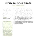 Titel: HÜTTENKÄSE-FLADENBROT; Zutaten: Frischkäse, Eier, Sesammehl; Backanleitung: 175° vorheizen, 20–25 Min. backen.