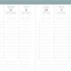 Ein Kalenderblatt mit Tagen in mehreren Sprachen. Montag beginnt mit 31, dann Dienstag 1. Woche 39.
