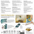"Malen nach Zahlen in Perfektion!" Überschrift. Beschreibung und Zubehör für das Malen nach Zahlen, inklusive Pinsel und Farben.