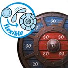 "Flexible" steht in einer blauen Illustration mit Pfeil. Daneben eine Zielscheibe mit Zahlen: 20, 60, 80, 100.