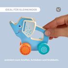 IDEAL FÜR KLEINKINDER. Animiert zum Greifen, Schieben und Krabbeln. Ein Holzspielzeug in Elefantenform mit bunten Rädern.