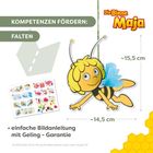 KOMPETENZEN FÖRDERN: FALTEN. Die Biene Maja Figur, etwa 15,5 cm hoch, 14,5 cm breit, mit einfacher Bildanleitung.