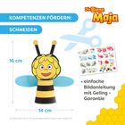 KOMPETENZEN FÖRDERN: SCHNEIDEN. Die Biene Maja. Illustration einer Biene mit Bastelanleitung.