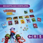 „Ein kniffliges Würfelspiel.“ „Würfelkönig Arnie & Barney Edition.“ Abbildung von Insektenfiguren, Karten und Würfeln.