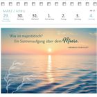 Kalenderblatt mit Tagen Ende März bis Anfang April. Zitat: "Was ist majestätisch? Ein Sonnenaufgang über dem Meere."