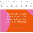 Zitat: "Was heute wie ein Unglück aussieht, kann sich morgen als Glück erweisen." - Vicki Baum. Januar Kalender mit Wochenübersicht.