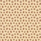 Nahtloses Muster mit Lebkuchenmännchen, Häusern, Weihnachtsbäumen, Sternen und Schneeflocken auf beigem Hintergrund.