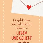 "Es gibt nur ein Glück im Leben – LIEBEN UND GELIEBT zu werden." George Sand. Illustration eines Briefs mit Herz.