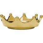 Eine goldene Krone mit spitzen Zacken, nach innen gewölbt.