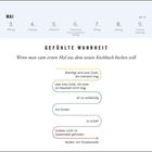 Der Text beschreibt humorvoll die Herausforderungen beim Kochen aus einem neuen Kochbuch und endet mit "Nudeln mit Tomatensoße".