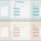 Projektplaner mit Abschnitten für Ziel, Zeitraum und Budget. Felder für "Zwischenziele" und "Aufgaben" in pastelligen Tönen.