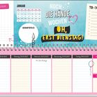 Kalenderlayout: "HOCH DIE HÄNDE, WOCHEN OH, ERST DIENSTAG!" mit To-do-Liste und Habit-Tracker.