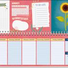 Ein Kalenderblatt für August 2027 mit Habit-Tracker, Kalender, To-Do-Liste, und Sonnenblumen-Illustration.