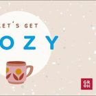 "Hello new day", "Herzensbecher", "Let's get cozy", Illustration einer bunten Tasse, "New Bone China", Barcode hinten.